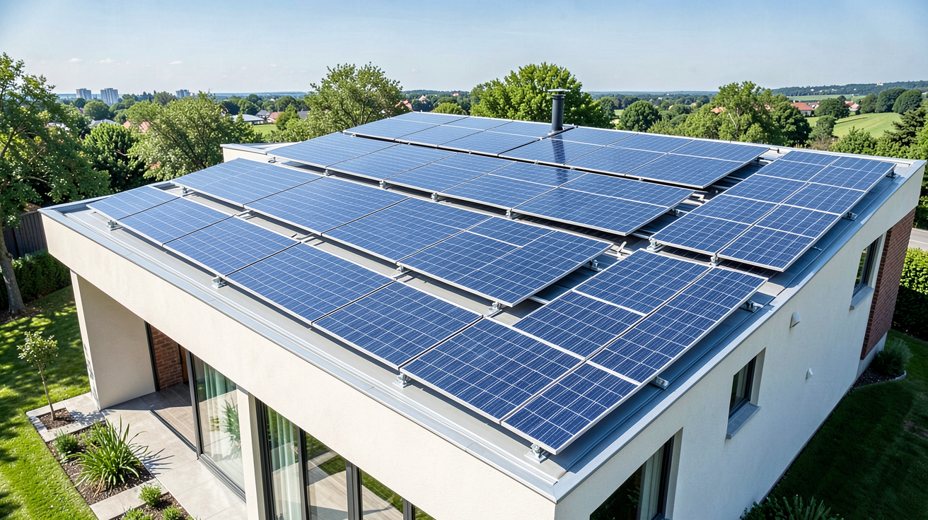 panneau solaire prix illustré par une installation photovoltaïque sur un toit de maison moderne