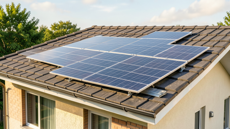 panneau solaire prix moyen installé sur le toit d'une maison individuelle