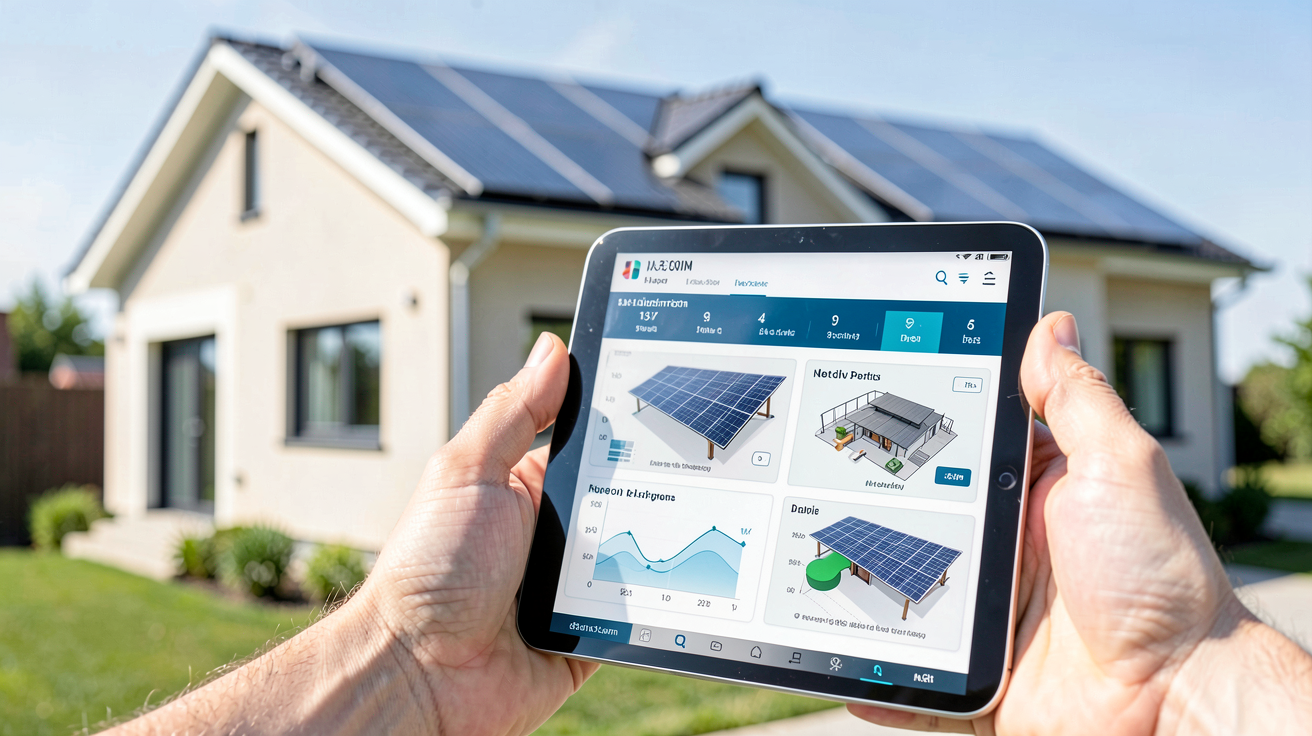 panneau solaire prix et simulation de budget sur tablette pour une installation photovoltaïque