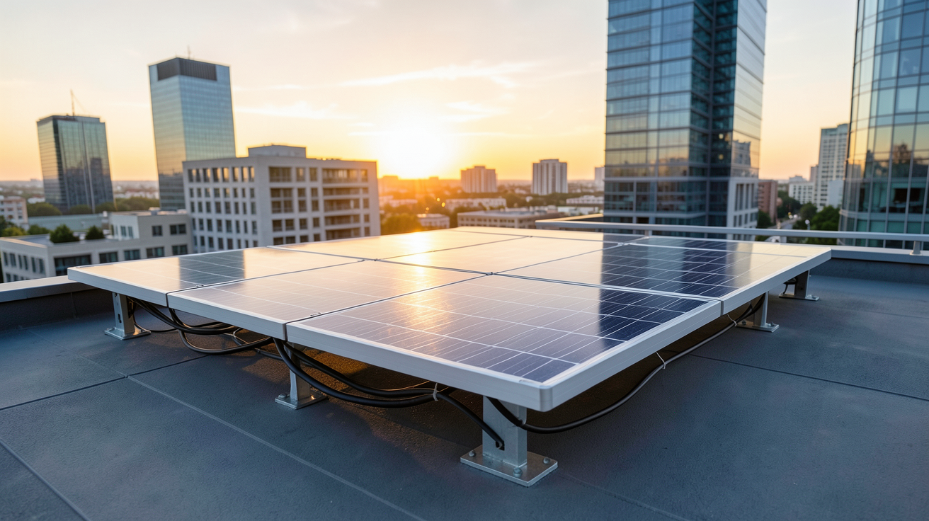 panneau solaire professionnel installé sur le toit d'une entreprise moderne en 2025