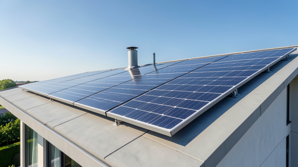 panneau solaire professionnel installé sur le toit d'une maison moderne