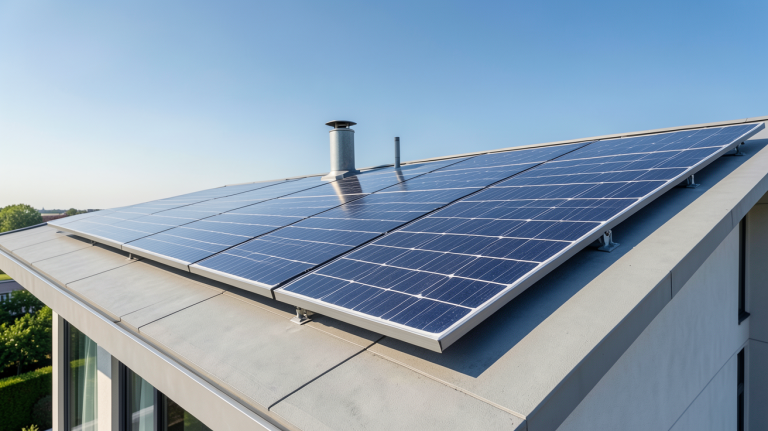 panneau solaire professionnel installé sur le toit d'une maison moderne