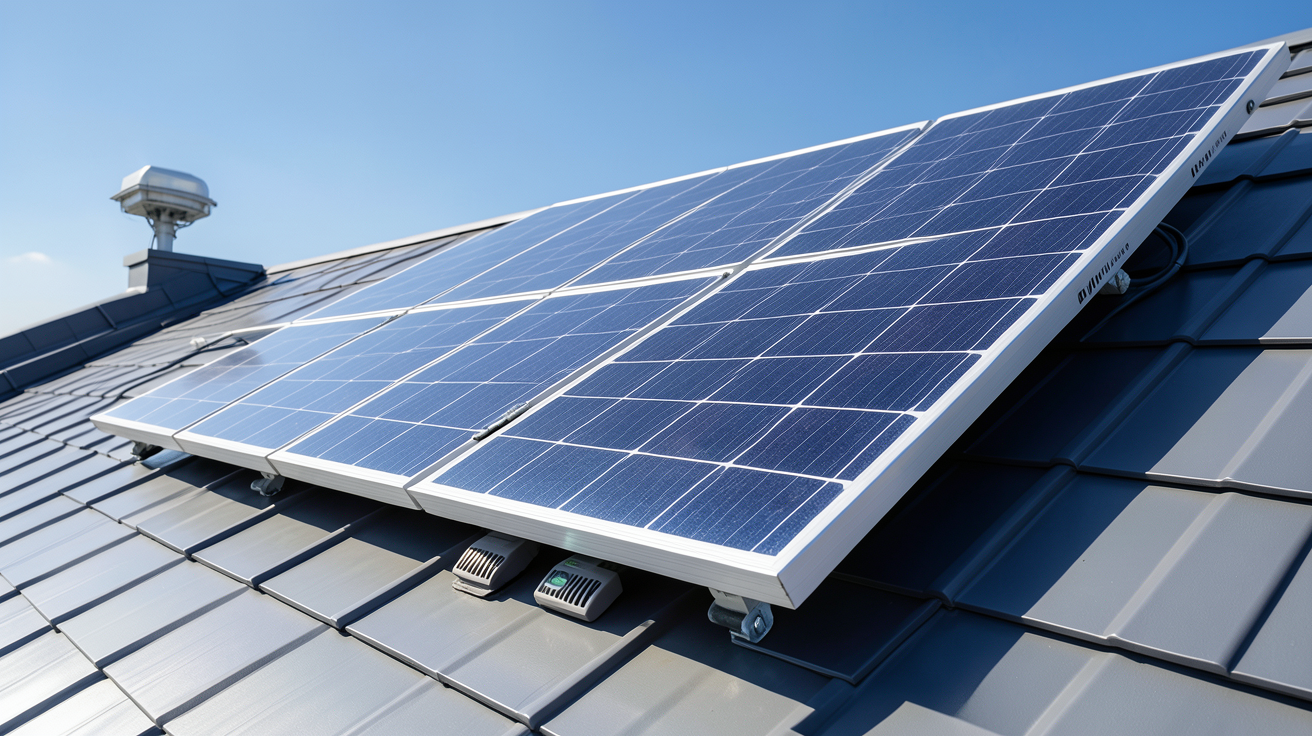panneau solaire puissant équipé de technologies avancées pour augmenter sa puissance, installé sur un toit moderne