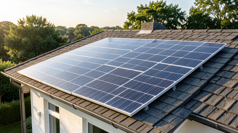 panneau solaire QCells installé sur le toit d'une maison individuelle