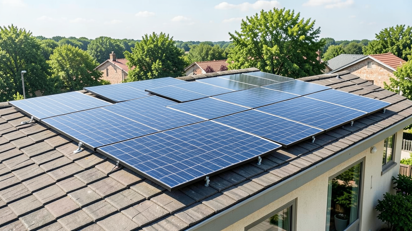 panneau solaire que choisir montrant les cinq types de panneaux solaires en 2026 sur un toit résidentiel