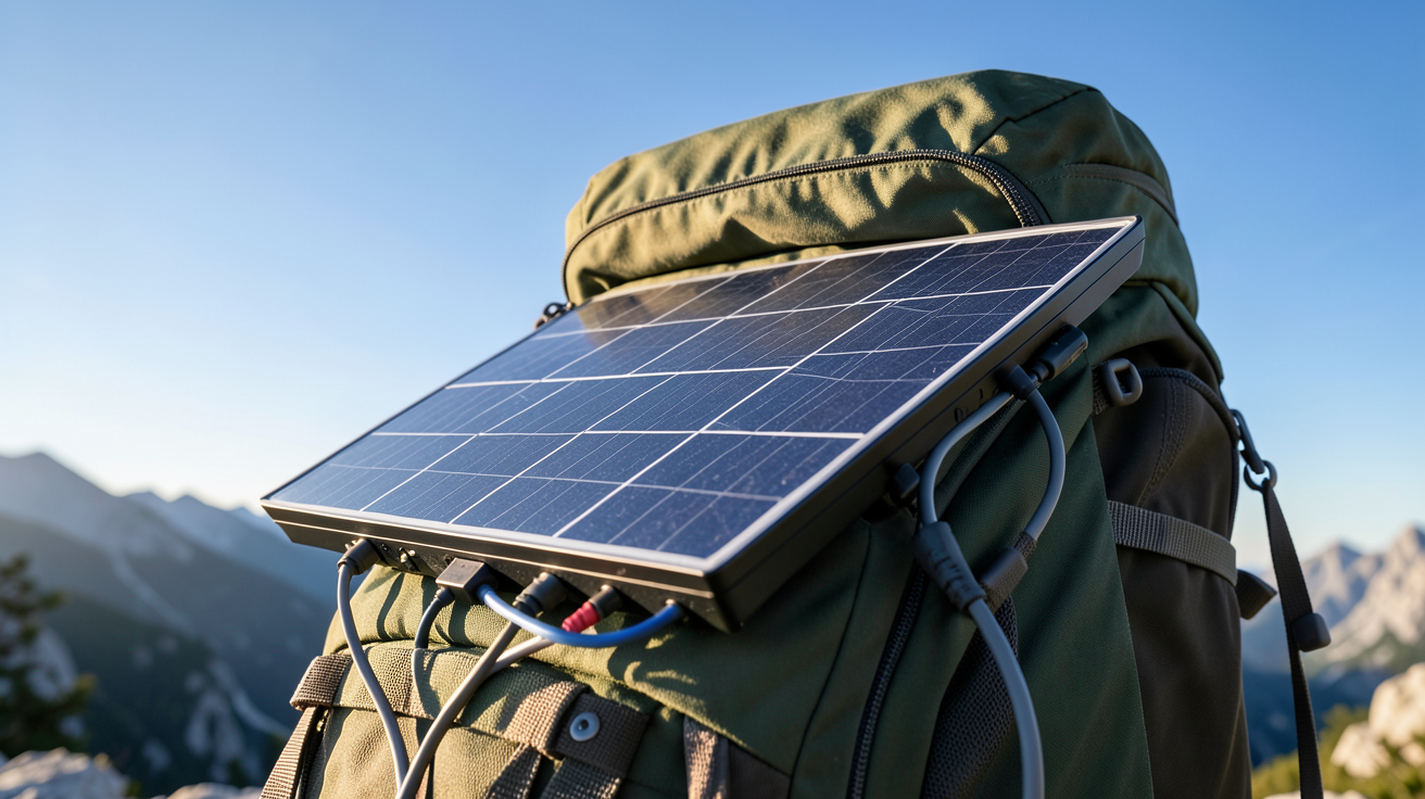 panneau solaire randonnée utilisé pour calculer la puissance nécessaire lors d'une excursion en montagne