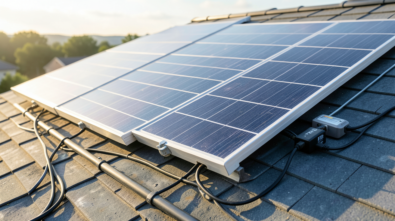 panneau solaire recharge batterie installation étape par étape sur un toit