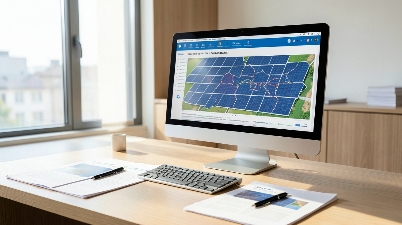 panneau solaire rentable ou pas étude de rentabilité région par région affichée sur un écran d'ordinateur dans un bureau moderne