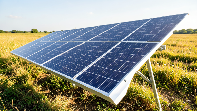 panneau solaire rotatif orientable captant l'énergie solaire avec précision