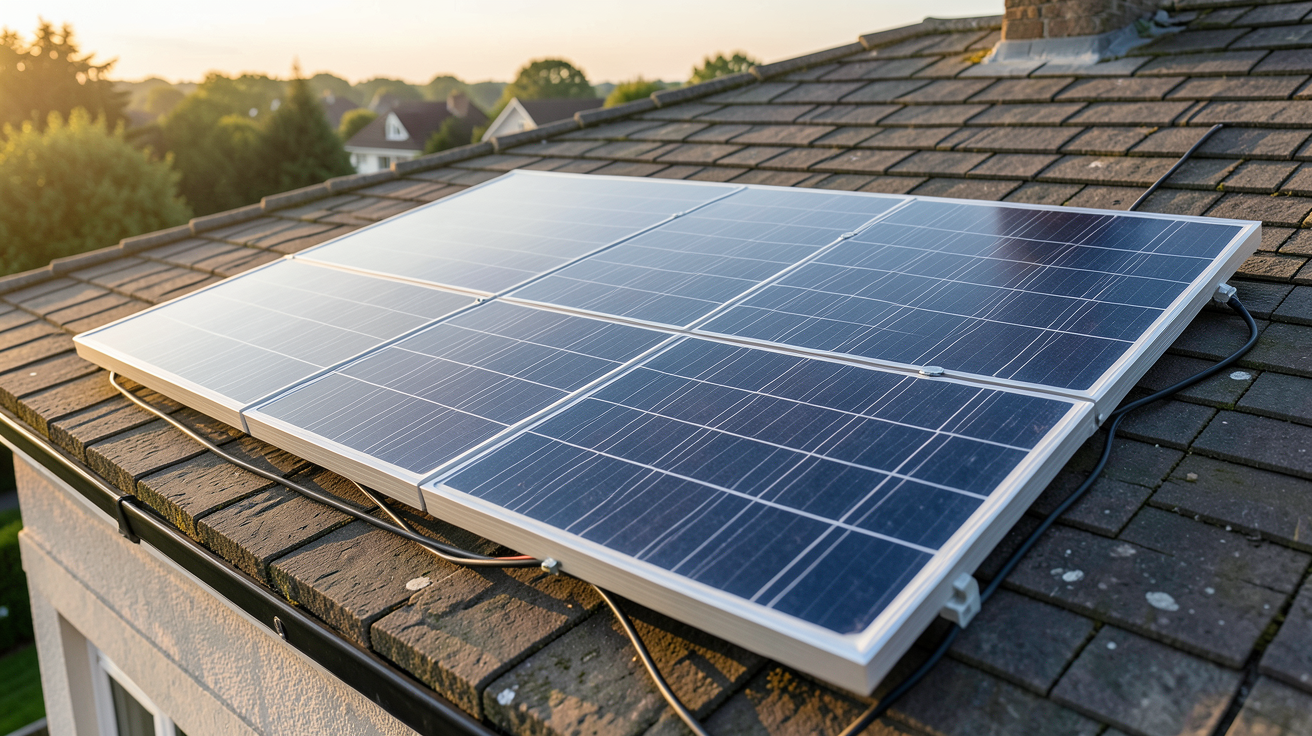 panneau solaire sans onduleur installé sur un toit de maison individuelle