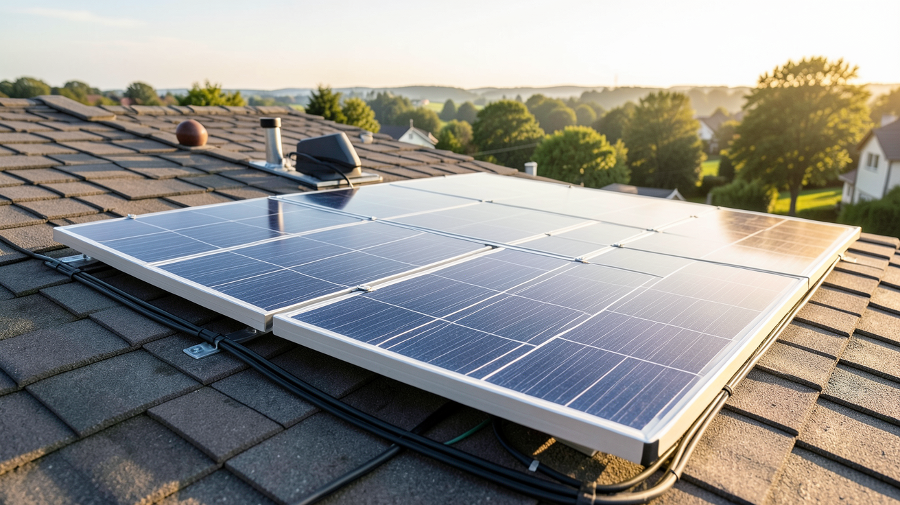panneau solaire sans onduleur lors d'une installation pas à pas sur un toit résidentiel