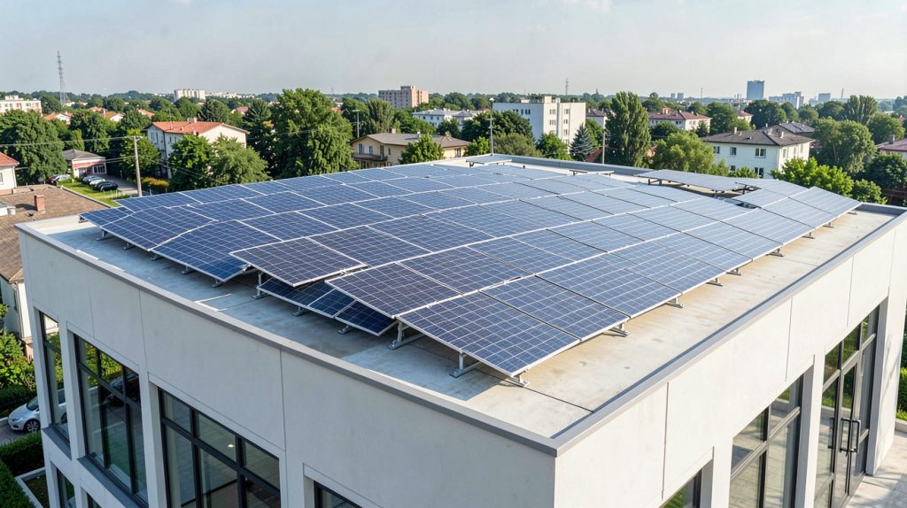 panneau solaire serie ou parallele montrant l'installation de panneaux photovoltaïques en série et en parallèle sur un toit contemporain