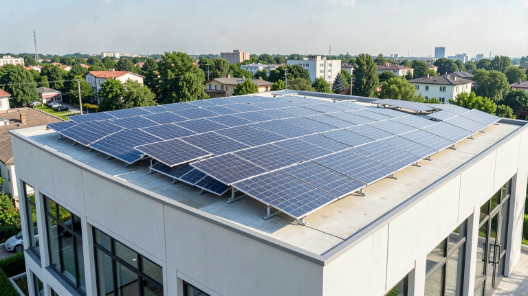 panneau solaire serie ou parallele montrant l'installation de panneaux photovoltaïques en série et en parallèle sur un toit contemporain