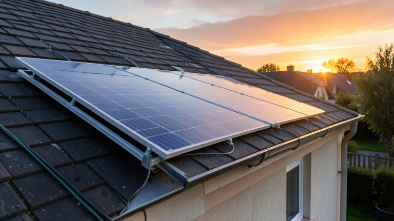 panneau solaire soi même installé par un particulier sur le toit d'une maison individuelle
