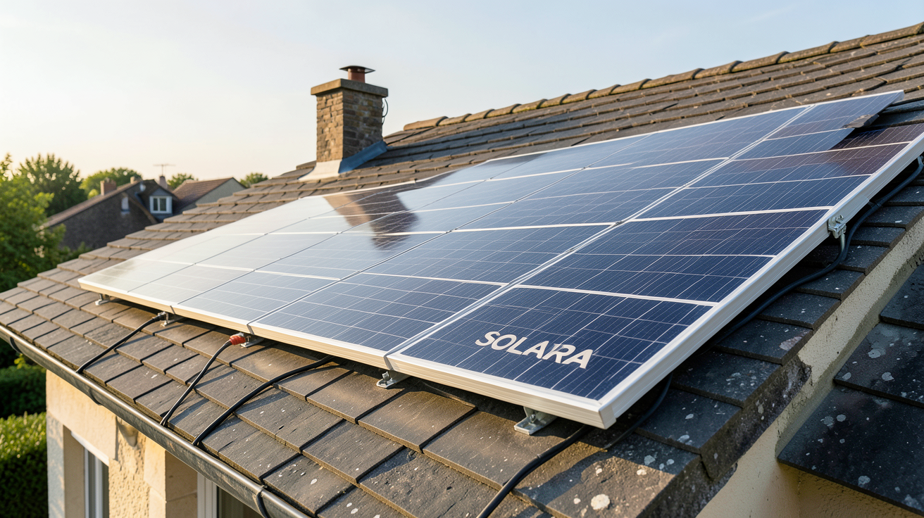 panneau solaire SOLARA installé sur un toit de maison en France pour un achat en ligne
