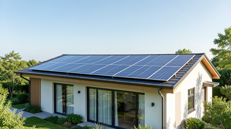 panneau solaire Solara installé sur le toit d'une maison écologique