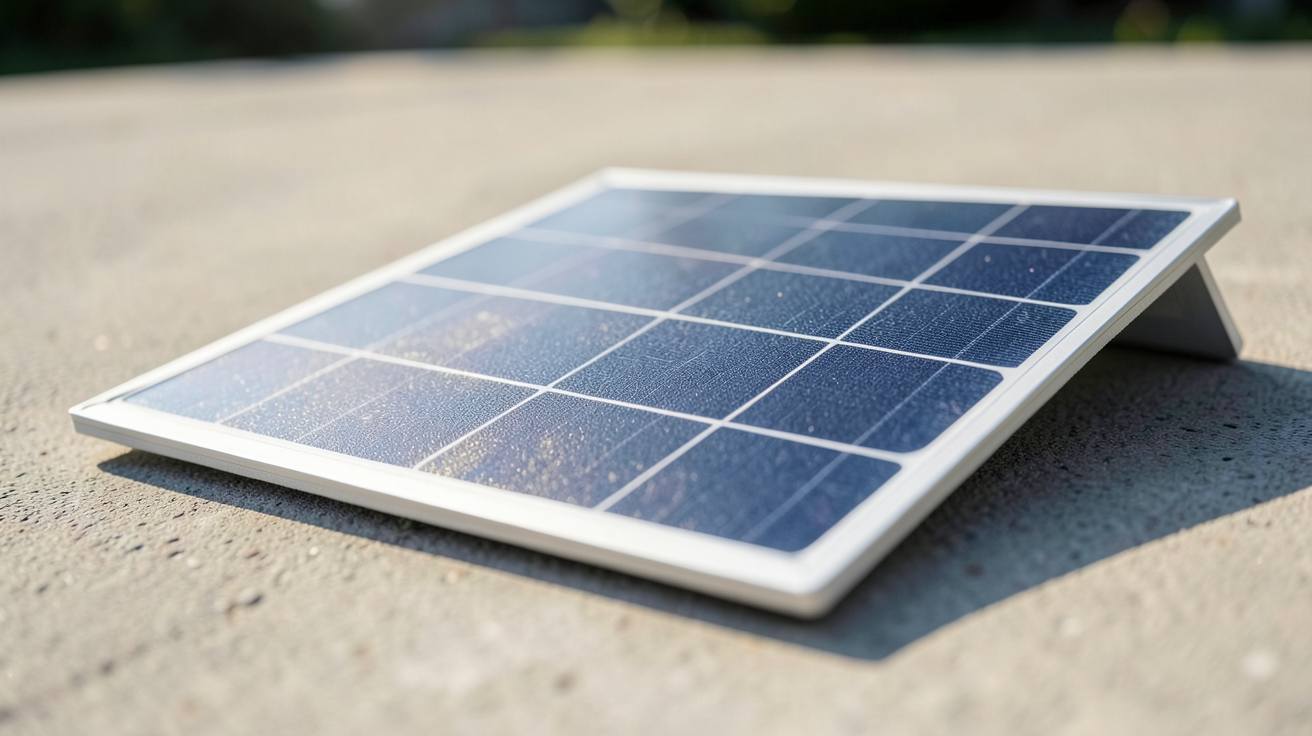 panneau solaire souple 150W posé sur une surface plane en extérieur