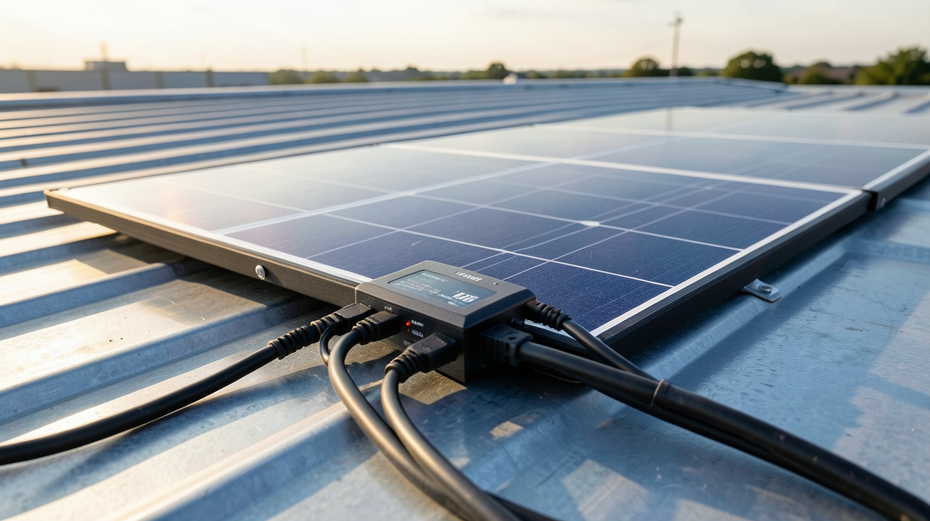 panneau solaire souple 300W 12V avec régulateur MPPT installé sur un toit