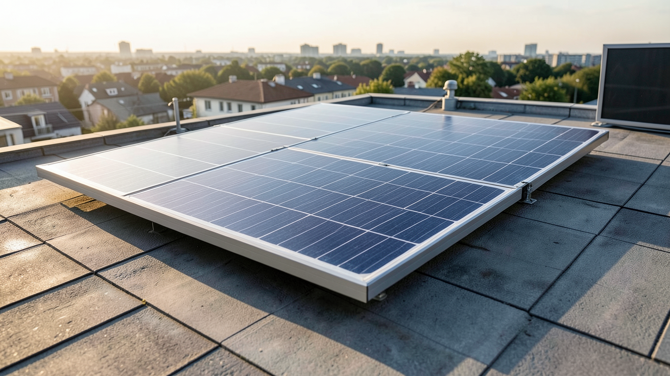 panneau solaire souple 300W installé sur une terrasse en toiture