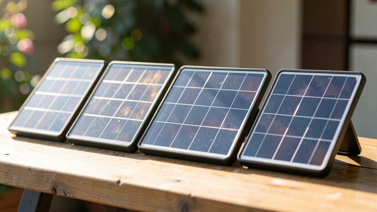 panneau solaire souple 500w top 5 des meilleurs modèles en 2026, présentés côte à côte sur une table avec éclairage naturel