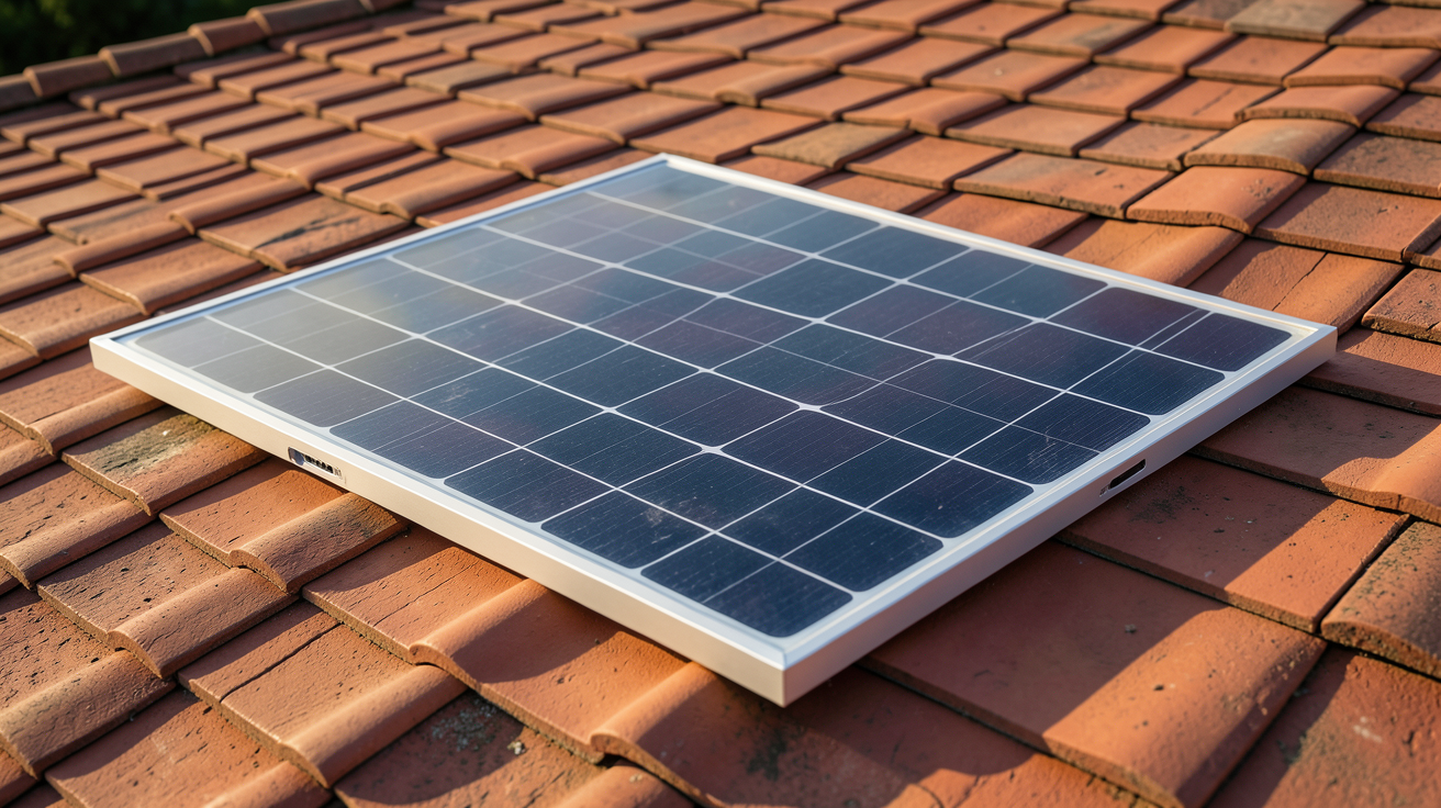 panneau solaire souple SunPower posé sur un toit en tuiles rouges pour un comparatif 2024