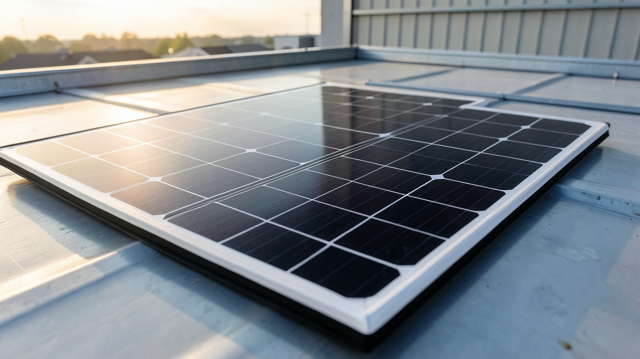 panneau solaire souple SunPower avec technologie back-contact installé sur un toit métallique