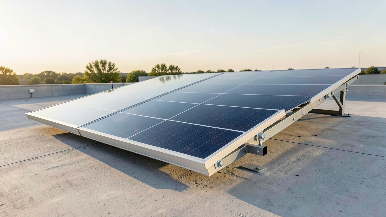panneau solaire SunPower P7 510W Bi-verre Bifacial installé sur un toit plat avec technologie bifaciale