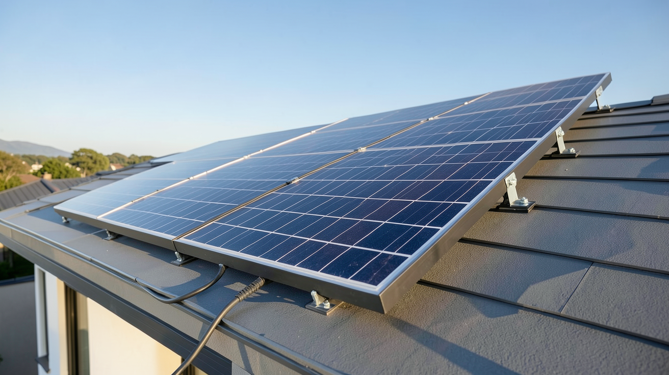 panneau solaire SunPower 375Wc monocristallin installé sur un toit de maison moderne