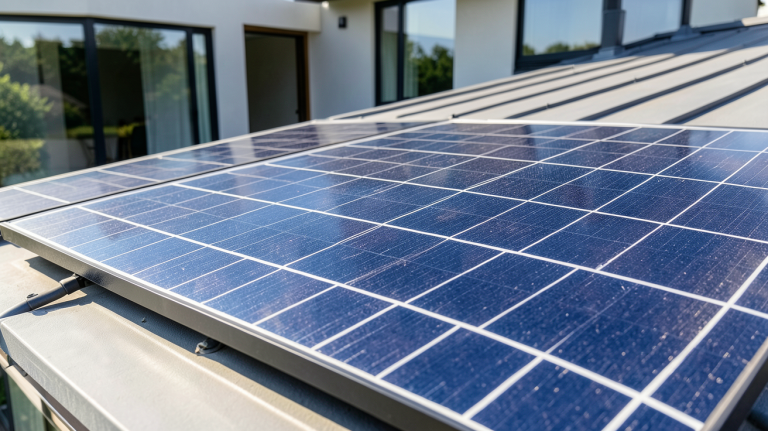 panneau solaire sunpower 375wc monocristallin installé sur un toit résidentiel sous un ciel clair