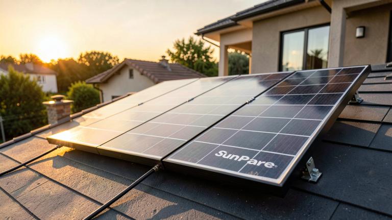 panneau solaire SunPower 435 W installé sur un toit de maison ensoleillée