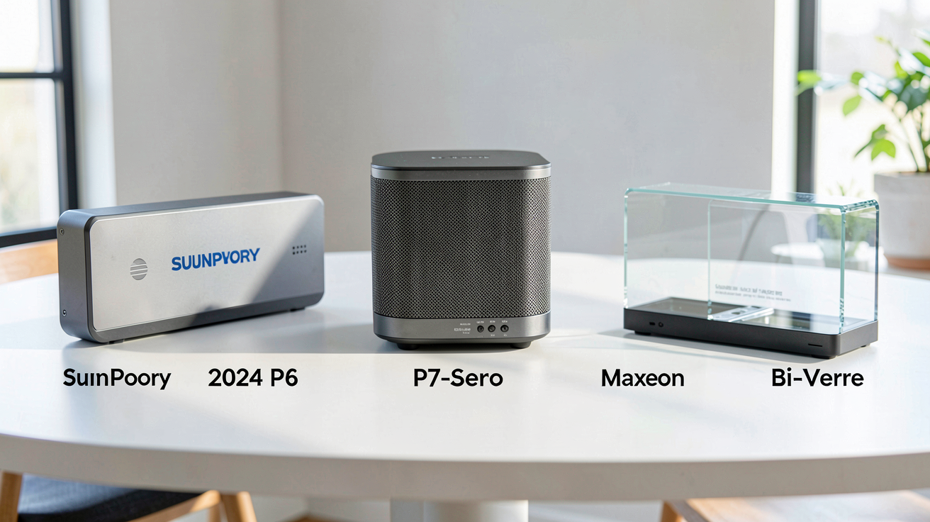 panneau solaire sunpower comparatif des modèles 2024 P6, P7, Maxeon et bi-verre sur fond blanc