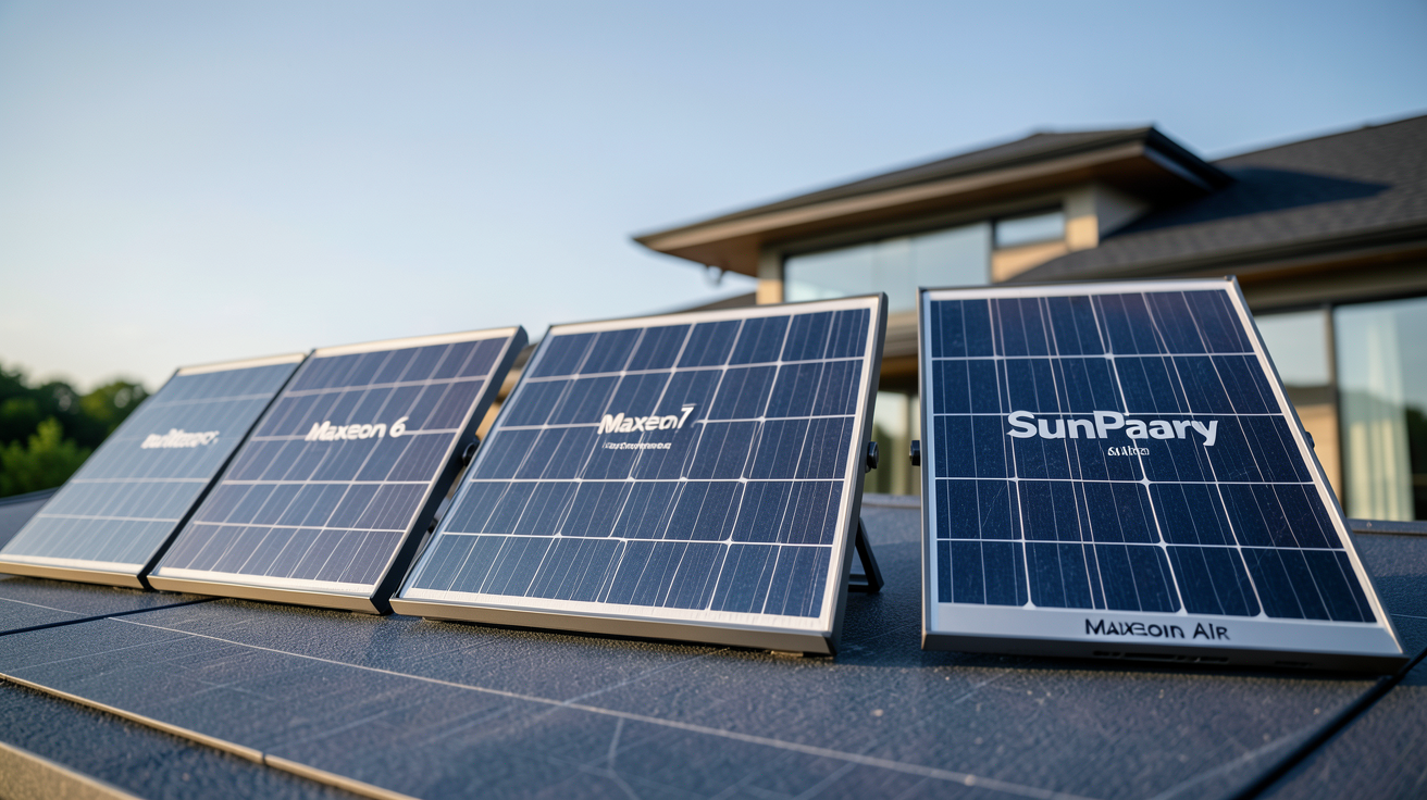 panneau solaire SunPower comparatif des technologies Maxeon 6, Performance 6, Maxeon 7 et Maxeon Air exposé en extérieur