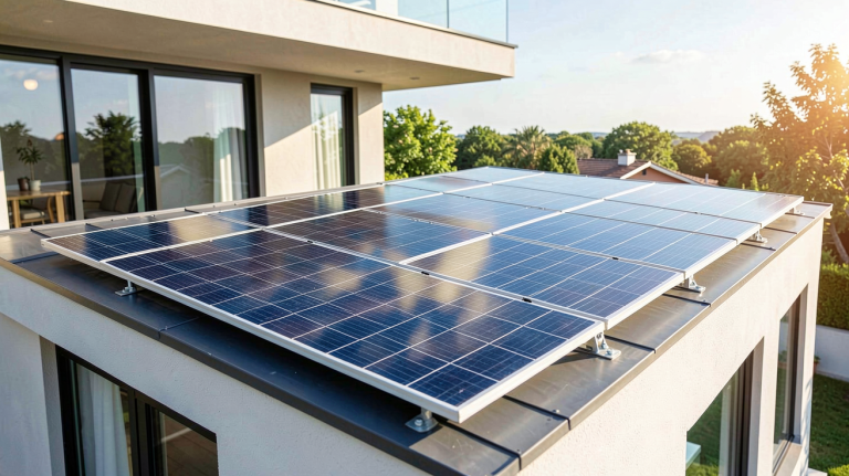 panneau solaire sunpower installé sur le toit d'une maison moderne, capturant la lumière du soleil