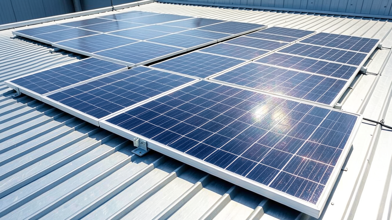 panneau solaire sur bac acier installé avec une inclinaison et un espacement optimisés pour le rendement