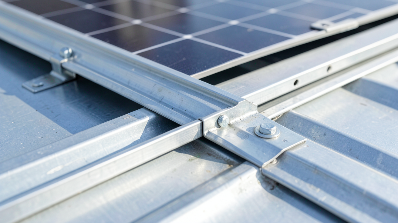 panneau solaire sur bac acier avec un système de fixation technique et robuste
