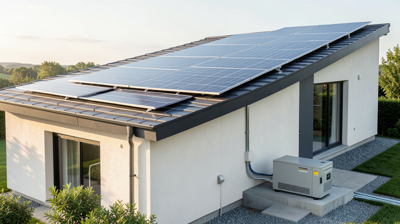 panneau solaire sur batterie montrant un système de stockage d'énergie pour une maison