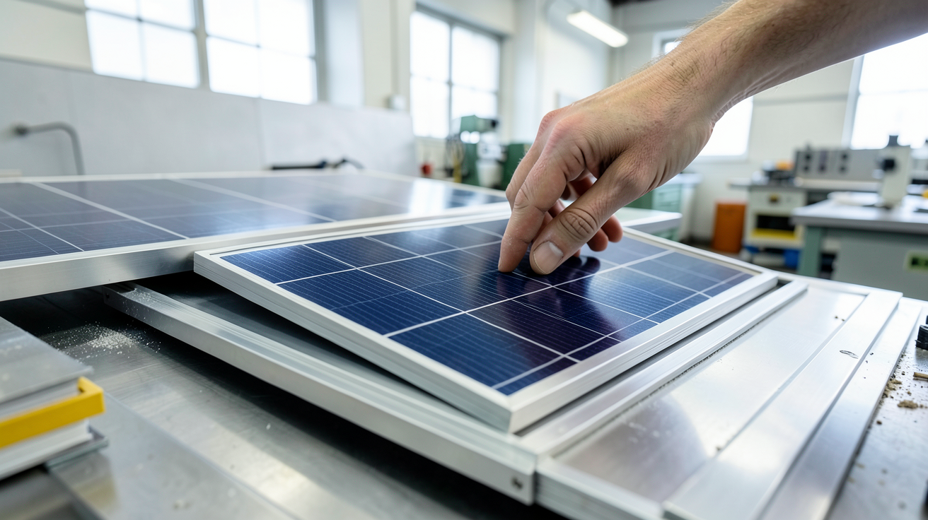 panneau solaire sur mesure en cours d'assemblage dans un atelier de fabrication moderne
