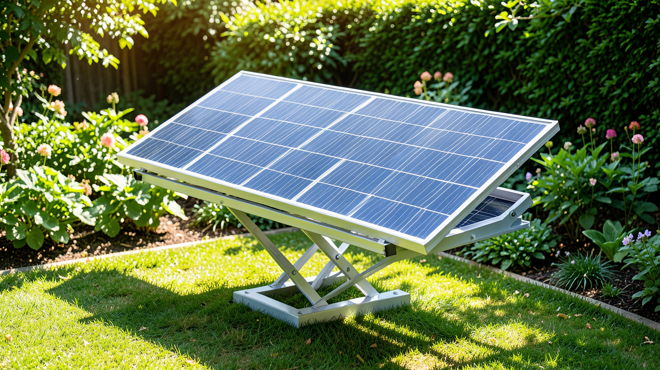 panneau solaire sur pied pivot prix illustré par une installation de panneau solaire rotatif dans un jardin