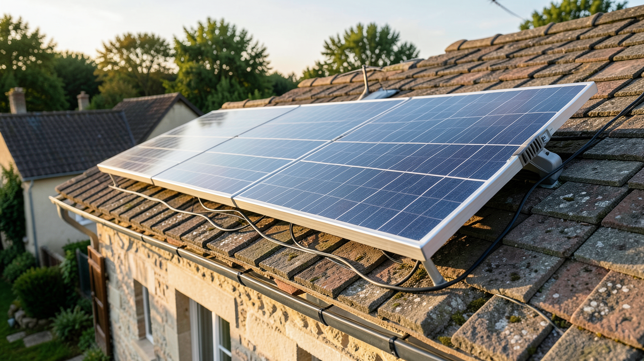panneau solaire Synology installé sur le toit d'une maison en France