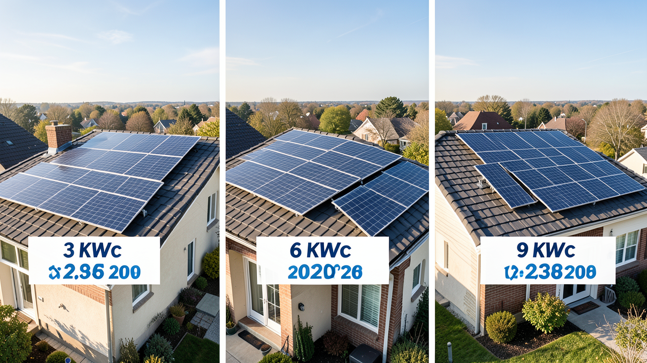 panneau solaire tarif comparatif des prix 2026 pour installations 3 kWc, 6 kWc et 9 kWc