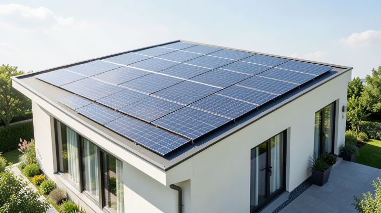 panneau solaire terreal installé sur le toit d'une habitation moderne