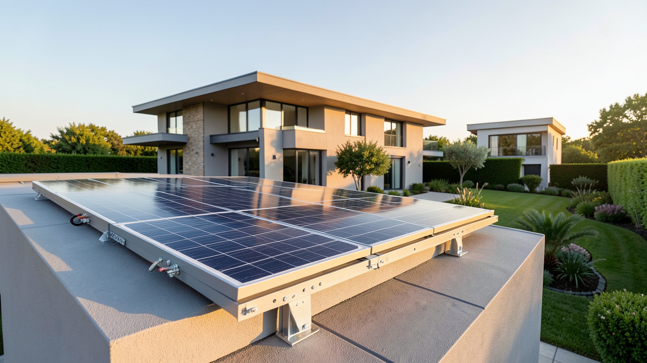 panneau solaire Tesla Powerwall 3 installé sur un toit de maison moderne en 2026
