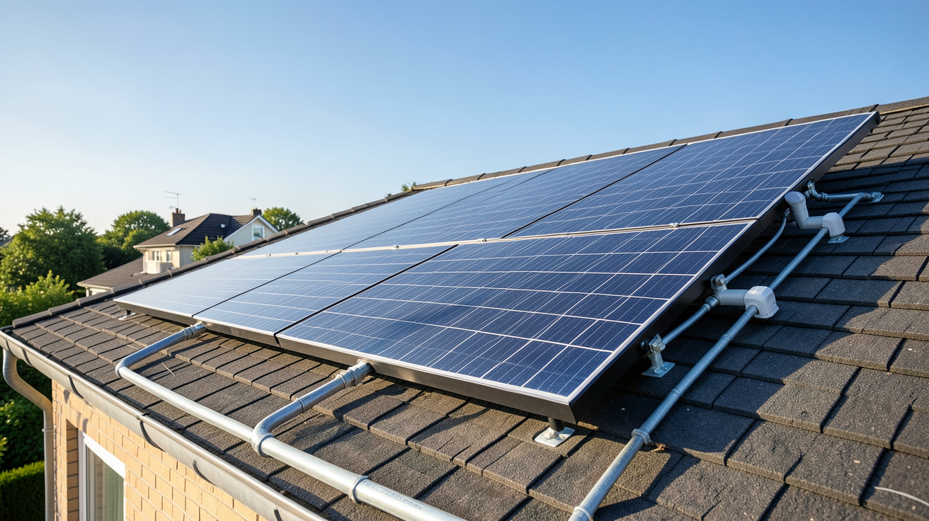 panneau solaire thermique installé sur le toit d'une maison individuelle illustrant son fonctionnement
