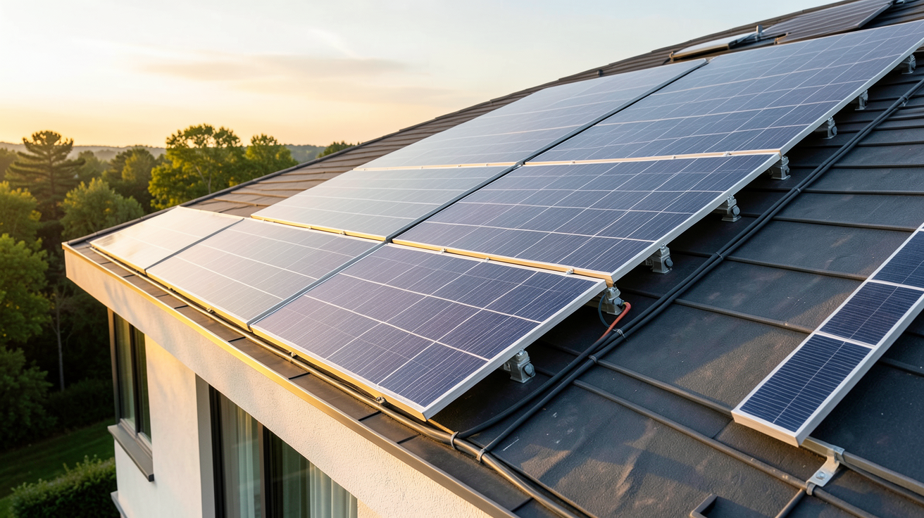 panneau solaire thermique et photovoltaïque sur un toit de maison moderne illustrant les facteurs influençant leur prix