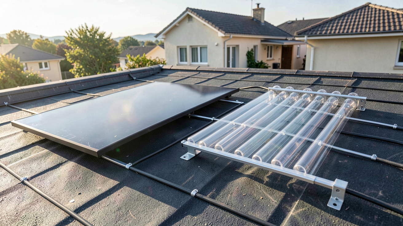 panneau solaire thermique prix : comparaison entre collecteurs plans et tubulaires sur un toit résidentiel