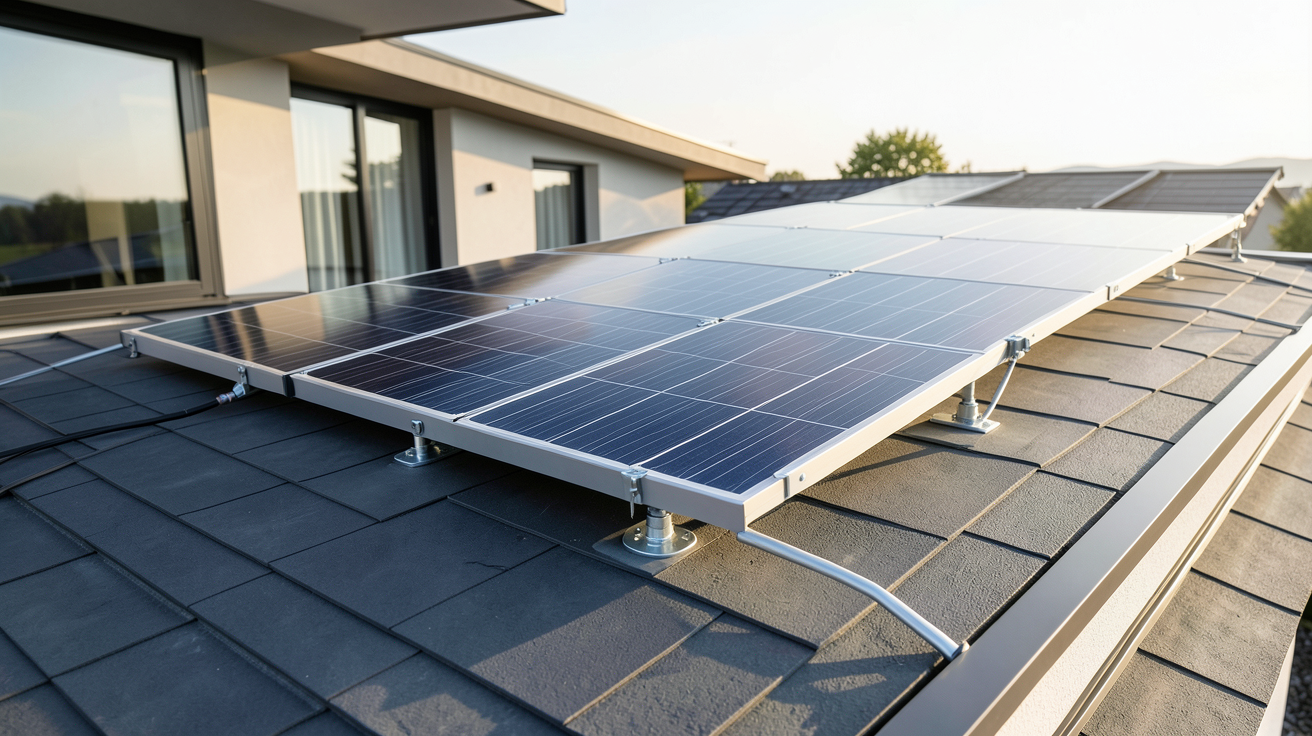 panneau solaire thermique Viessmann Vitosol installé sur le toit d'une maison moderne