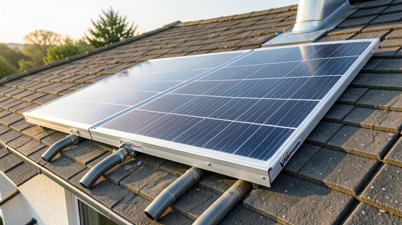 panneau solaire thermique Viessmann installé sur un toit de maison individuelle