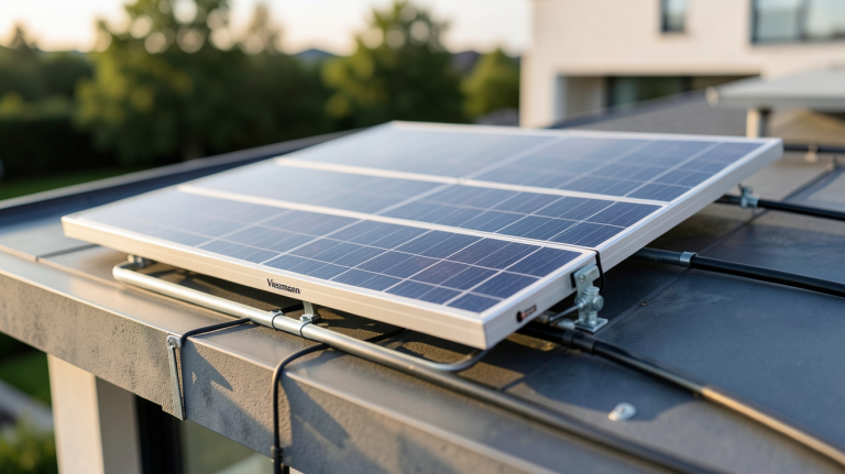 panneau solaire thermique Viessmann installé sur le toit d'une maison moderne avec système de fixation visible