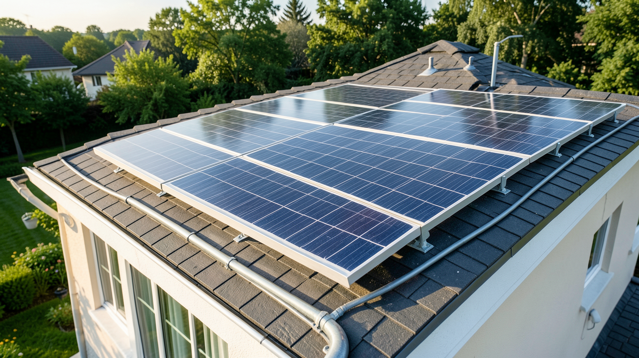 panneau solaire thermodynamique installé sur le toit d'une maison individuelle