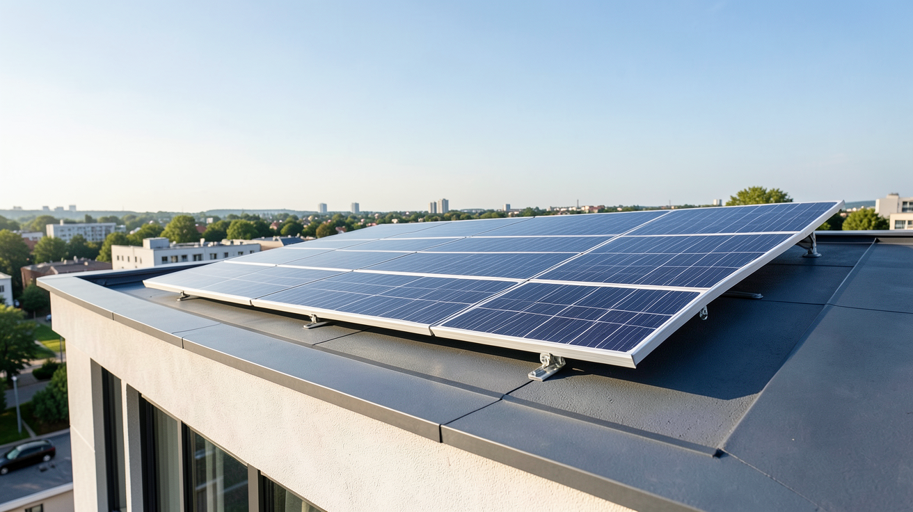 panneau solaire thermodynamique installé sur le toit d'une maison contemporaine